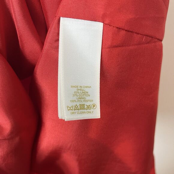 Kate Spade James Linen Sleeveless Colorblock Shift Dress Size 4 Red Beige $495 - Picture 5 of 9